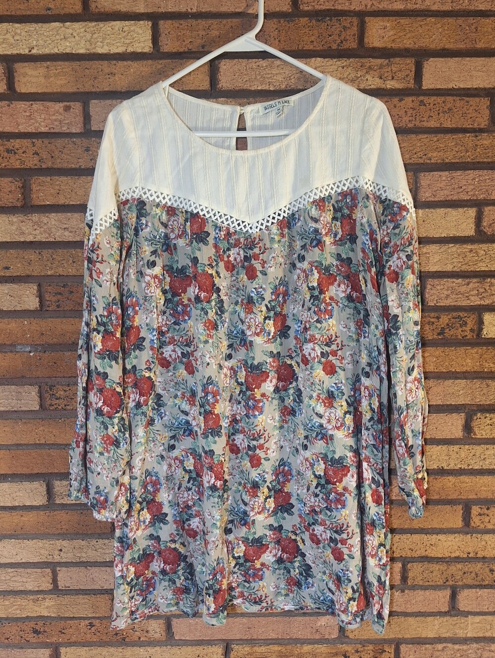 Tassels And Lace Medium Boho Floral Long Sleeve Dress